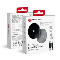 FORCELL F-ENERGY Smart Charge Qi2 15W belaidis įkroviklis su 150cm nuimamu kabeliu suderinamas su MagSafe sidabrinis