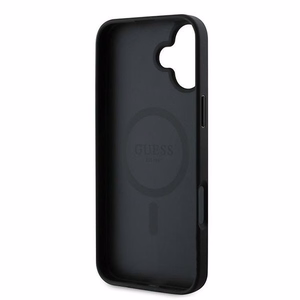 Guess 4G žiedas klasikinis logotipas magnetinis dėklas iPhone 16 Plus - juodas