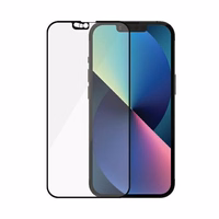 PanzerGlass E2E Microfracture antibakterinis stiklas su Swarovsky kristalu kameros dangteliu iPhone 13/13 Pro - su juodu rėmeliu