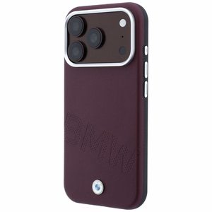 BMW dėklas, skirtas IPHONE 18 Pro/17 Pro suderinamas su „MagSafe“ (Sign Inclined Deboss Letters) (spalva: bordo)
