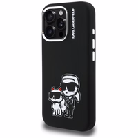 Karl Lagerfeld Silikoninis Karl&Choupette Sketch MagSafe Dėklas for iPhone 16 Pro - juodas