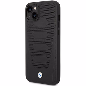 Dėklas telefonui BMW BMHCP14S22RPSK iPhone 14 6.1 - juodas odinis sėdynių raštas