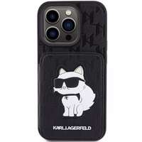 Karl Lagerfeld Saffiano Cardslots and Stand Monogram Choupette Dėklas telefonui iPhone 15 Pro Max - juodas