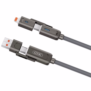XO cabel NB275 4w1 USB-C - Lightning + USB - USB-C 60W 1,0m szary