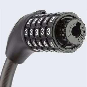 Rockbros RKS531 dviračio spyna su 5 skaitmenų kodu, plieniniu lynu, 180 cm, su LED apšvietimu - juoda