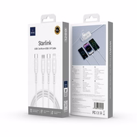 WiWU - Starlink serijos duomenų kabelis Wi-046E 3in1 USB C į USB C, Micro USB, Lightning 60W 1m - baltas
