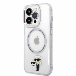 Karl Lagerfeld Iconic Karl&Choupette Magnetinis dėklas telefonui iPhone 14 Pro - skaidrus