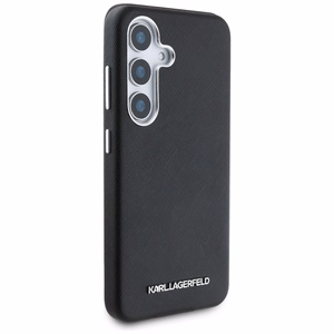 Karl Lagerfeld Saffiano Pilnai Apgaubtas Pailgintas Metalinis Logotipas Magnetinis dėklas Samsung Galaxy S25 - juodas