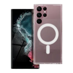 CLEAR MAG COVER magnetinis dėklas telefonui, suderinamas su MagSafe, skirtas SAMSUNG S22 Ultra, skaidrus
