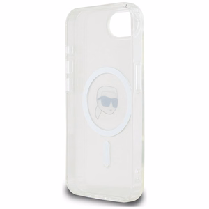Karl Lagerfeld IML metalinis Karl galvos Magnetinis dėklas telefonui iPhone 16e - baltas