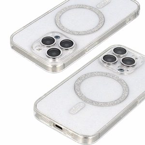 Blizgantis magnetinis dėklas telefonui Iphone 16e permatomas