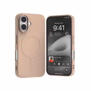 Mercury Semi-Silicone MagSafe dėklas, skirtas iPhone 16 (6.1), smėlio rožinis