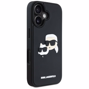 Karl Lagerfeld HC 3D guminis dvigubų galvų iPhone 16 dėklas - juodas