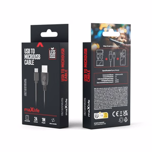 Maxlife kabelis USB - microUSB 1,0 m 2A juodas