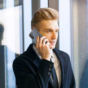 Dux Ducis Hivo odinis atverčiamas dėklas natūralios odos piniginė kortelėms ir dokumentams Samsung Galaxy S22 + (S22 Plus) mėlynas