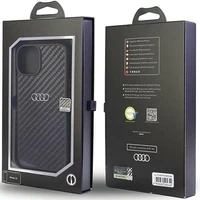 Audi Anglies pluošto iPhone 14 6.1" juodas/juodas kietas dėklas AU-TPUPPCIP14-R8/D2-BK