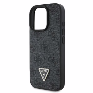 Guess Odinis 4G Trikampio Strass Magnētinis dėklas telefonui iPhone 16 Pro Max - juodas