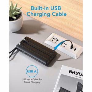 VEGER išorinė baterija 10000 mAh su įmontuotais kabeliais Micro USB / Type C / Lightning C10 (W1116) juoda
