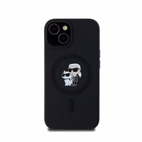 Karl Lagerfeld silikoninis Karl&Choupette magnetinis dėklas telefonui iPhone 15 Plus / 14 Plus - juodas