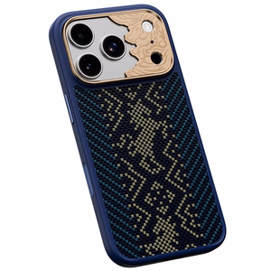 Mėlynas „Benks Magnetic Armor Pro Knight“ kevlaro dėklas su metaliniu rėmeliu (C.K.FL.AP.GD.BC73), skirtas iPhone 18 Pro Max / iPhone 17 Pro Max su „Camera Control“ mygtuku
