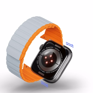 Magnetic Apple Watch SE, 9, 8, 7, 6, 5, 4, 3, 2, 1 (41, 40, 38 mm) Dux Ducis Strap (LD Version) - gray-orange