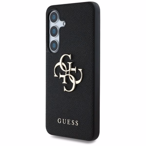 Guess Grained Big 4G Logo Small Classic Logo dėklas telefonui Samsung Galaxy S25 Plus juodas