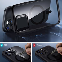 ESR Classic Hybrid Halolock Magnetinis dėklas telefonui + grūdintas stiklas iPhone 16 Pro - skaidrus su juodu rėmeliu