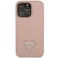 Guess GUHCP14LPSATLP iPhone 14 Pro 6.1 "rožinis/rožinis kietas dėklas SaffianoTriangle Logo