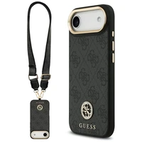 Guess 4G Strass Logo & Big Strap Metal Buttons Magnetinis dėklas telefonui iPhone Air - juodas