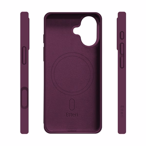 Etteri Silicone Mag dėklas, skirtas iPhone 16 6,1 col., tamsios vyšnių spalvos