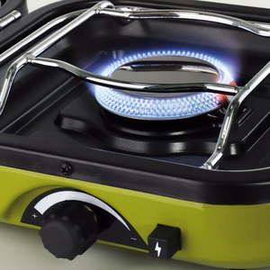 Meva DUAL COMPACT + GRILL turistinė dujinė viryklė, skirta dujų kasetėms, sulankstomas 2 degiklių modelis su kepimo plokšte