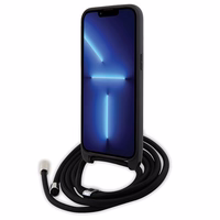 Karl Lagerfeld kryžminis Saffiano monograma metalinis ženkliukas Karl & Choupette dėklas telefonui iPhone 15 Pro Max - juodas