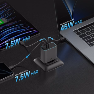 Cuktech CUKAD653EUGR 65W GaN sieninis įkroviklis 2 x USB-C 1 x USB-A - pilkas