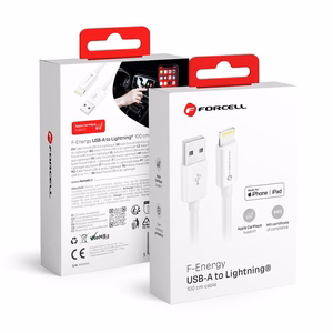 FORCELL F-ENERGY C703 kabelis USB A į Lightning MFi 2,4A 12W 1 m baltas