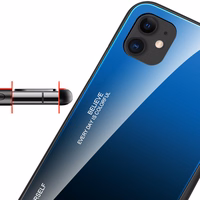 Gradientinis stiklo dėklas su grūdinto stiklo nugara iPhone 12 mini juodas-raudonas