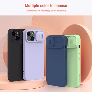 Dėklas Nillkin CamShield Silky Silicone Apple iPhone 15 Plus tamsiai mėlynas