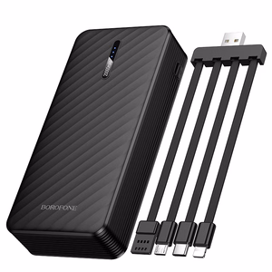 Borofone Išorinė baterija 20000mAh BJ84A Smooth - USB - with USB, Type C, Lightning and Micro USB cables juodas