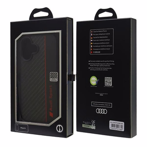 Audi anglies pluošto juostelės dėklas telefonui iPhone 16 6.1" - juodas