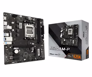 Материнская плата ASRock A620AM-P MicroATX, AMD A620A, AM5, 2 слота DDR5-SDRAM, 1 слот M.2 (M)