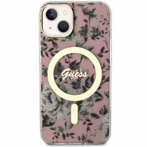 Guess GUHMP14MHCFWSP iPhone 14 Plus 6.7" pink/pink hardcase Flower MagSafe