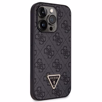 Guess GUHCP14LP4TDSCPK dėklas iPhone 14 Pro - juodas kryžminis 4G metalinis logotipas