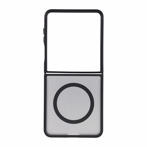 Juodas „4sF-S Acrylic“ dėklas su „MagSafe“ palaikymu, skirtas „Samsung Galaxy Z Flip8“