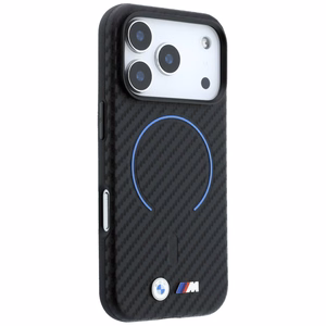 BMW M Carbon Printed Ring MagSafe dėklas, skirtas iPhone 17 Pro Max / 18 Pro Max, juodas