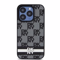 DKNY Odinis languotas mono raštas ir spausdintos juostos dėklas telefonui iPhone 15 Pro Max - juodas