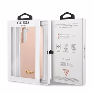 Dėklas telefonui Guess GUHCS22MLSLMGPP S22+ S906 rožinis kietasis dėklas Silikoninis Script Metal Logo