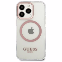 Guess GUHMP13LHTRMP iPhone 13 Pro / 13 6,1" rožinis/rožinis hard dėklas Metal Outline Magsafe