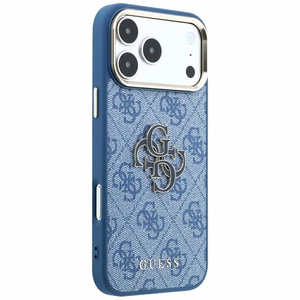 Guess 4G & Big Resin Logo dėklas, skirtas iPhone 17 Pro / 18 Pro, šviesiai mėlynas