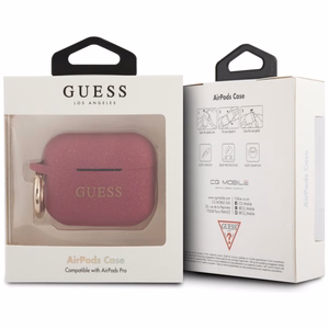 Guess Silikoninis Glitter Dėklas for AirPods Pro - rožinis Glitter