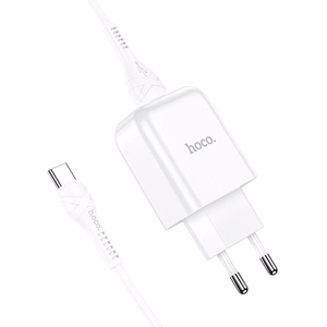 Įkroviklis Hoco USB A 2A 10W + kabelis USB A į USB C N2 baltas