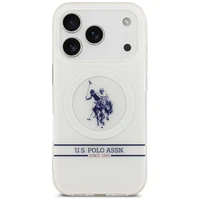 US Polo DH ir apatinės juostos logotipas Magnetinis dėklas telefonui iPhone 17 Pro - baltas